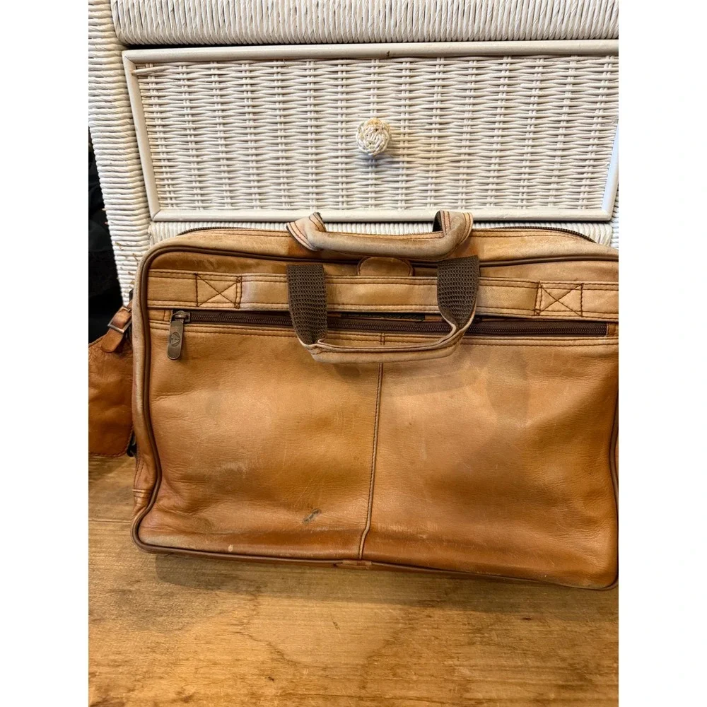 SaddlebagVintage Distressed Leather Briefcase Multi Pocket Laptop Messenger Bag